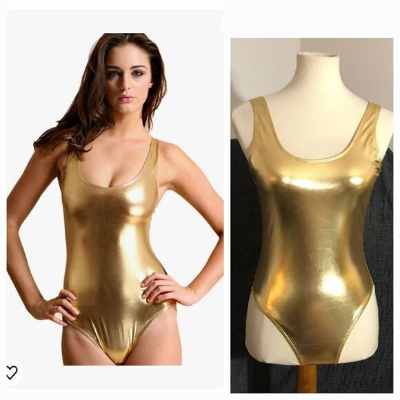Metallic Cold One Piece Swimsuit Size Small - Picture 1 of 8